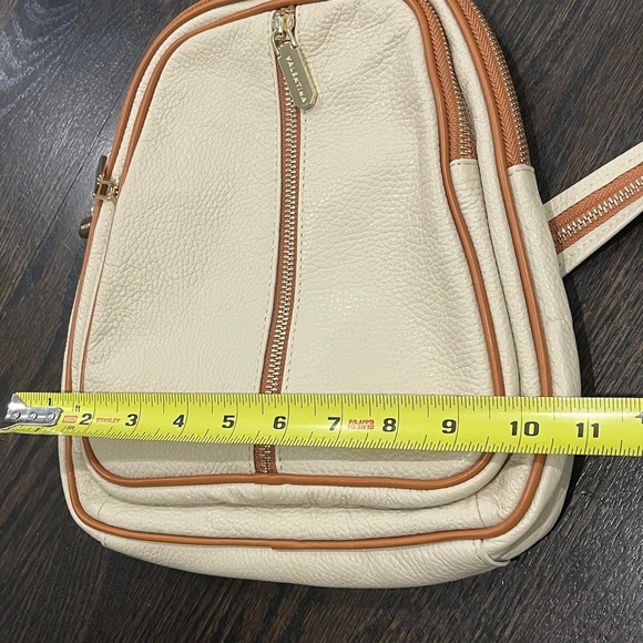 Valentina Mini Backpack Womens Cream Pebble Leather Convertible Sling Italy